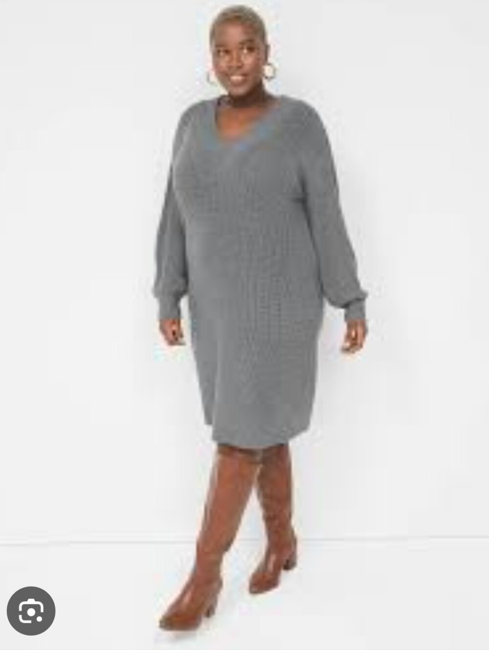 Nwt LANE BRYANT Easy Wear Cozy V-Neck Ribbed Sweater Dress Gray Plus Size